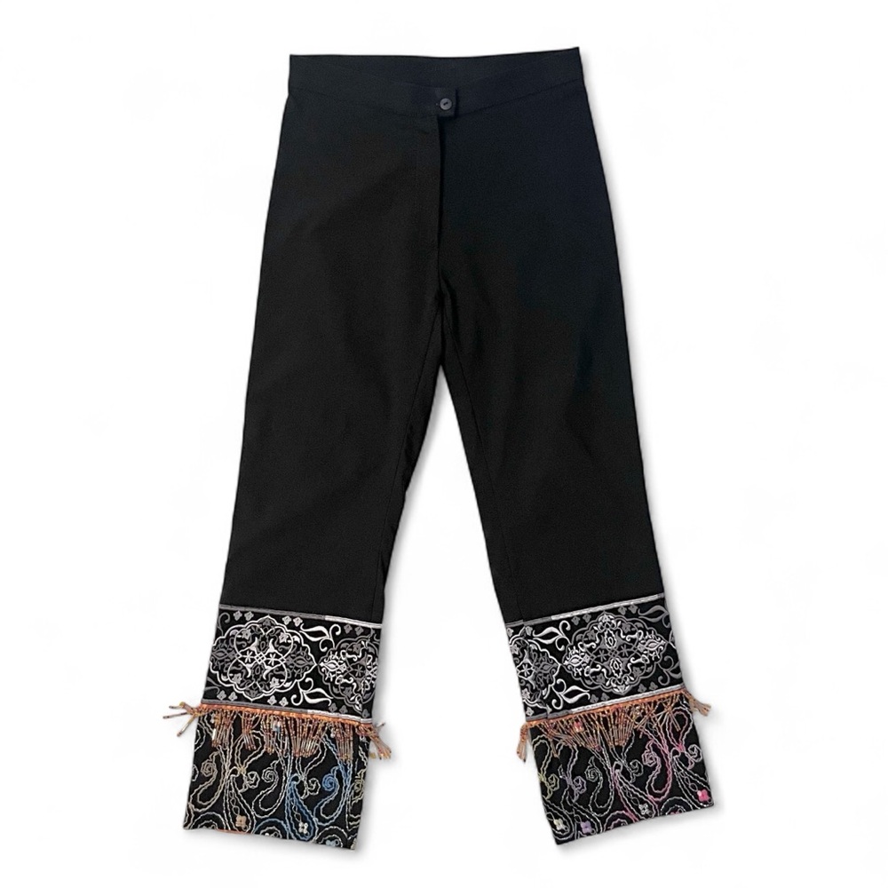 Maje Vintage Y2K High Rise Cropped Fitted Beaded Embellished Pants small